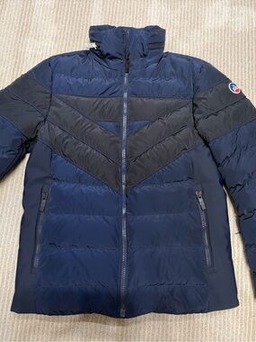 Fusalp Navy and Black Chevron Puffer Jacket